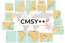Maps showing the locations of the centroids of the over 2000 stock assessments performed with CMSY (~20%) and CMSY ++ (~80%) in all parts of the world. Image Credit: Froese et al.